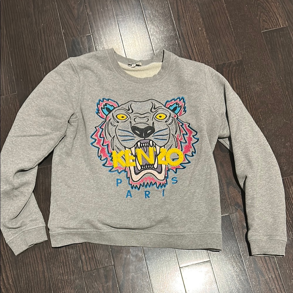 Kenzo Gray and Yellow Tiger Sweatshirt